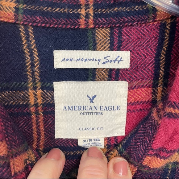 American Eagle Ahh-mazingly Soft Classic Fit Flannel XL Viscose Cotton blend - Picture 2 of 8